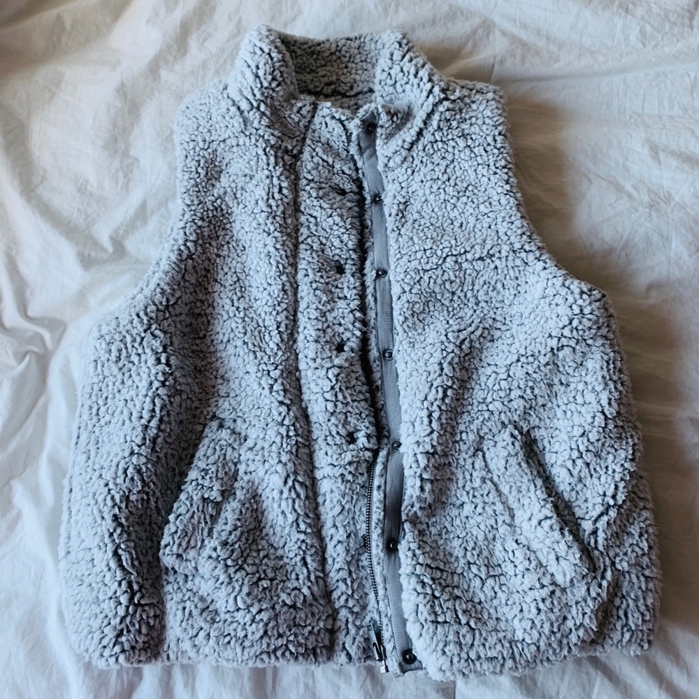 Grey fluffy vest